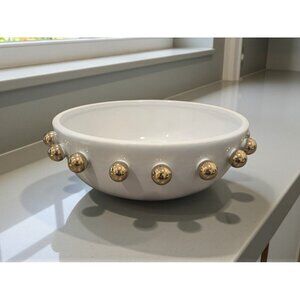 New Retro Modern Ceramic White Gold Abstract Art Kitchen Fruit Salad Bowl
